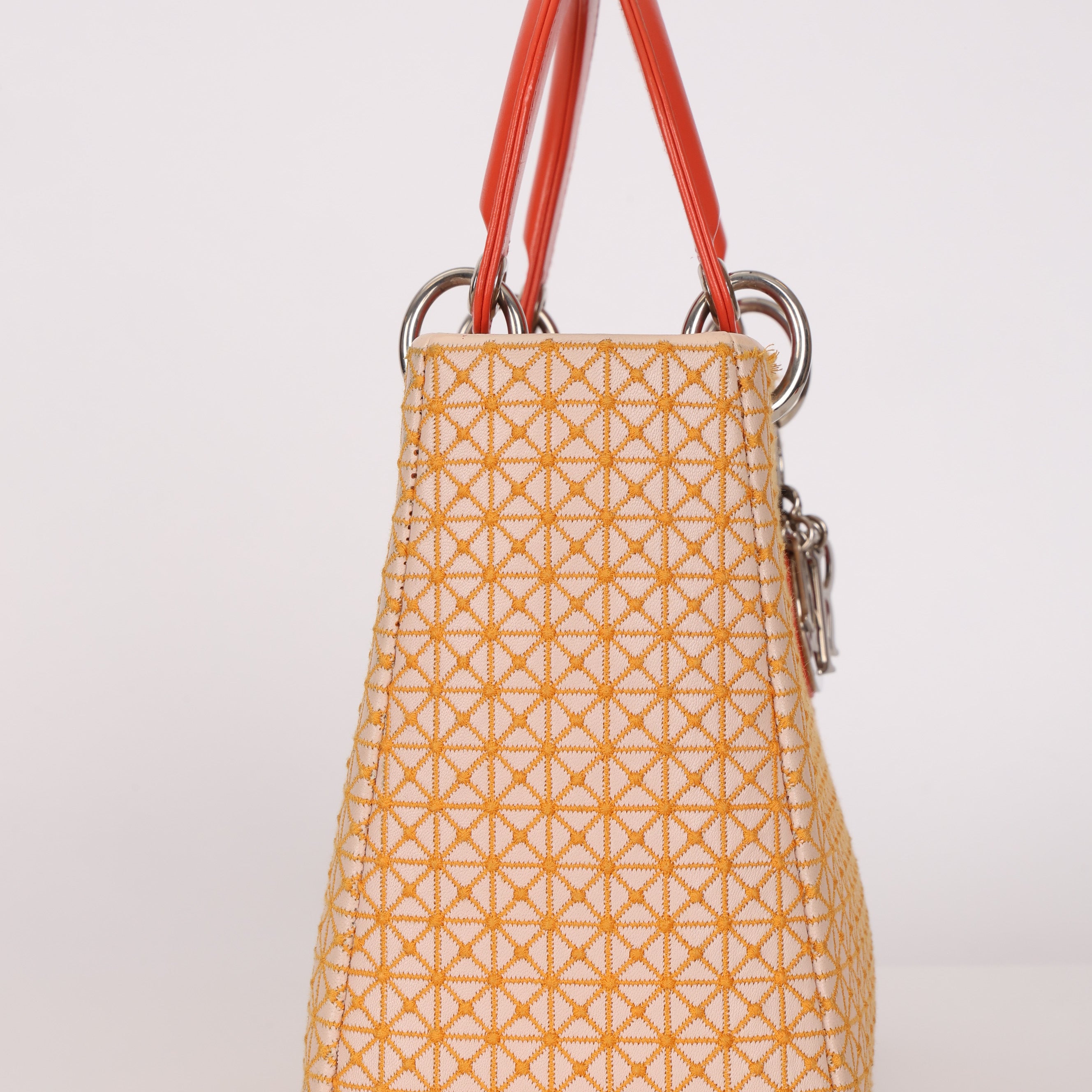 Dior Medium Lady Orange Embroidered