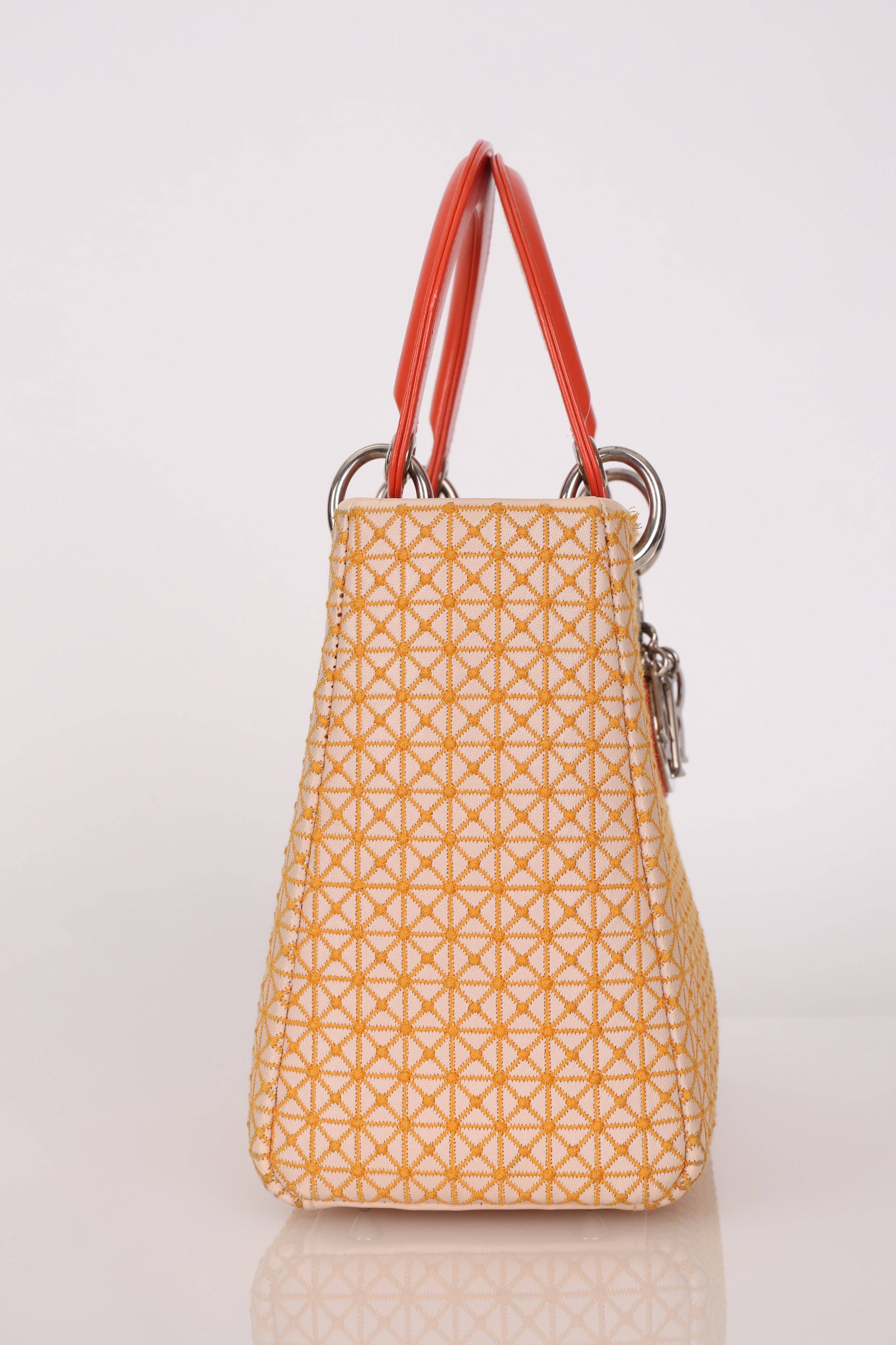 Dior Medium Lady Orange Embroidered