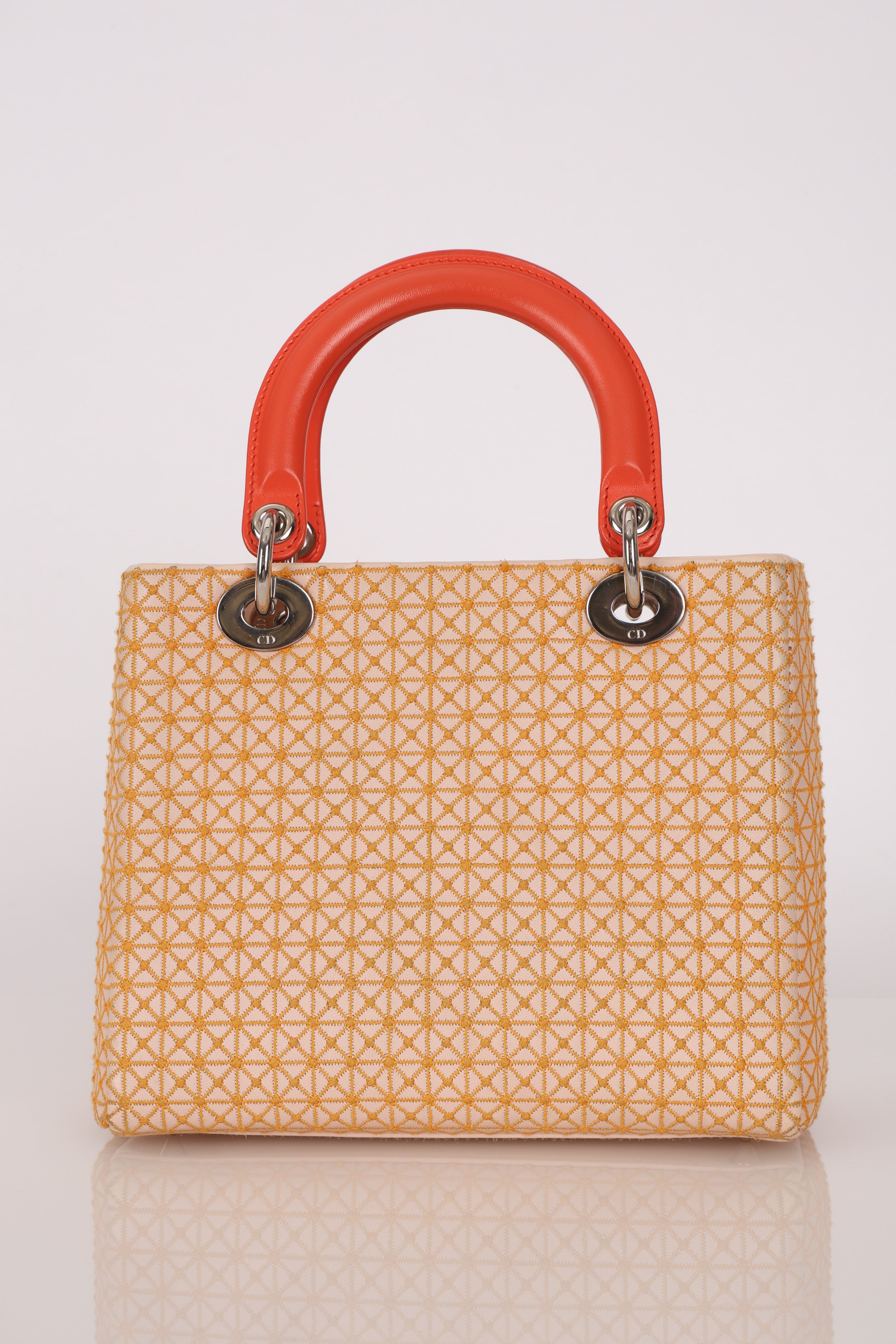 Dior Medium Lady Orange Embroidered