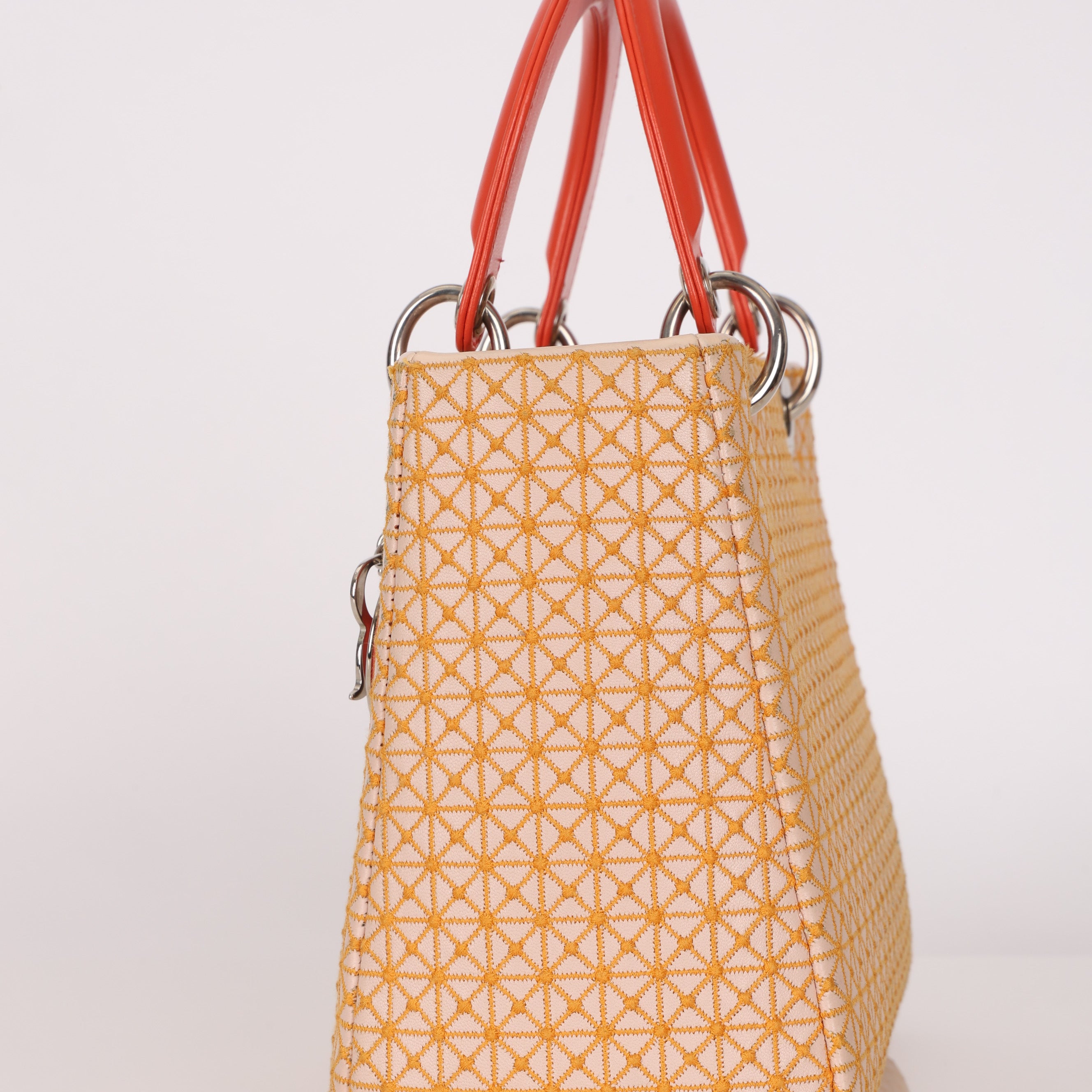 Dior Medium Lady Orange Embroidered