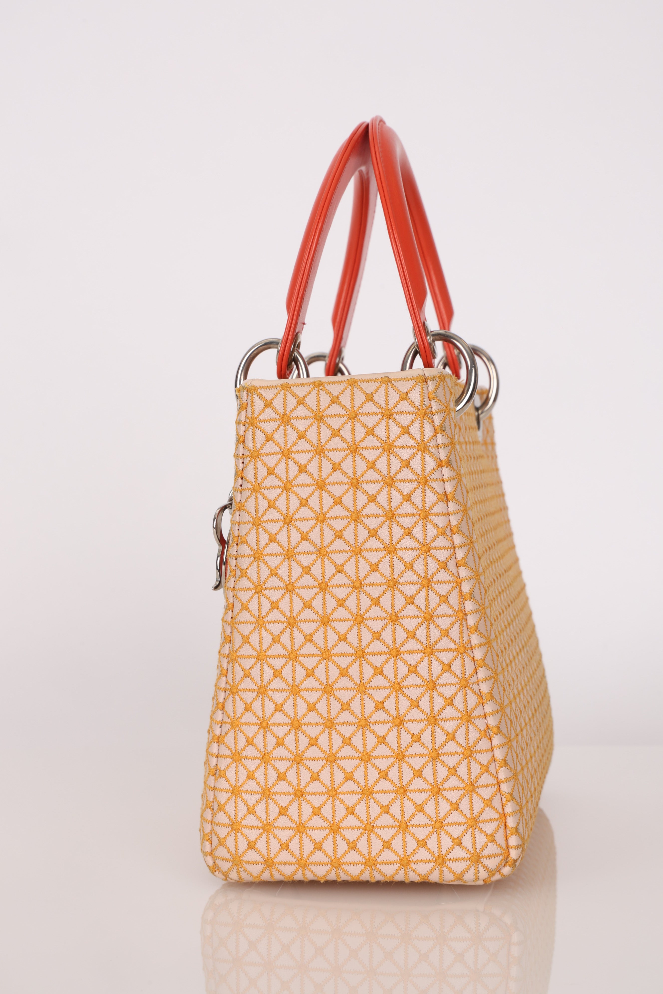 Dior Medium Lady Orange Embroidered
