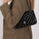 Chanel Medium Classic Double Flap Black Patent SHW