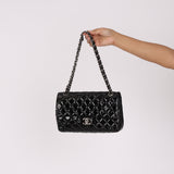 Chanel Medium Classic Double Flap Black Patent SHW