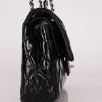 Chanel Medium Classic Double Flap Black Patent SHW