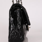 Chanel Medium Classic Double Flap Black Patent SHW
