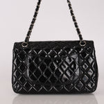 Chanel Medium Classic Double Flap Black Patent SHW