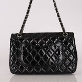 Chanel Medium Classic Double Flap Black Patent SHW