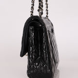 Chanel Medium Classic Double Flap Black Patent SHW