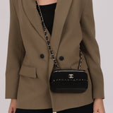 Chanel Vanity Case Black Crochet and Lambskin CGHW