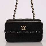 Chanel Vanity Case Black Crochet and Lambskin CGHW