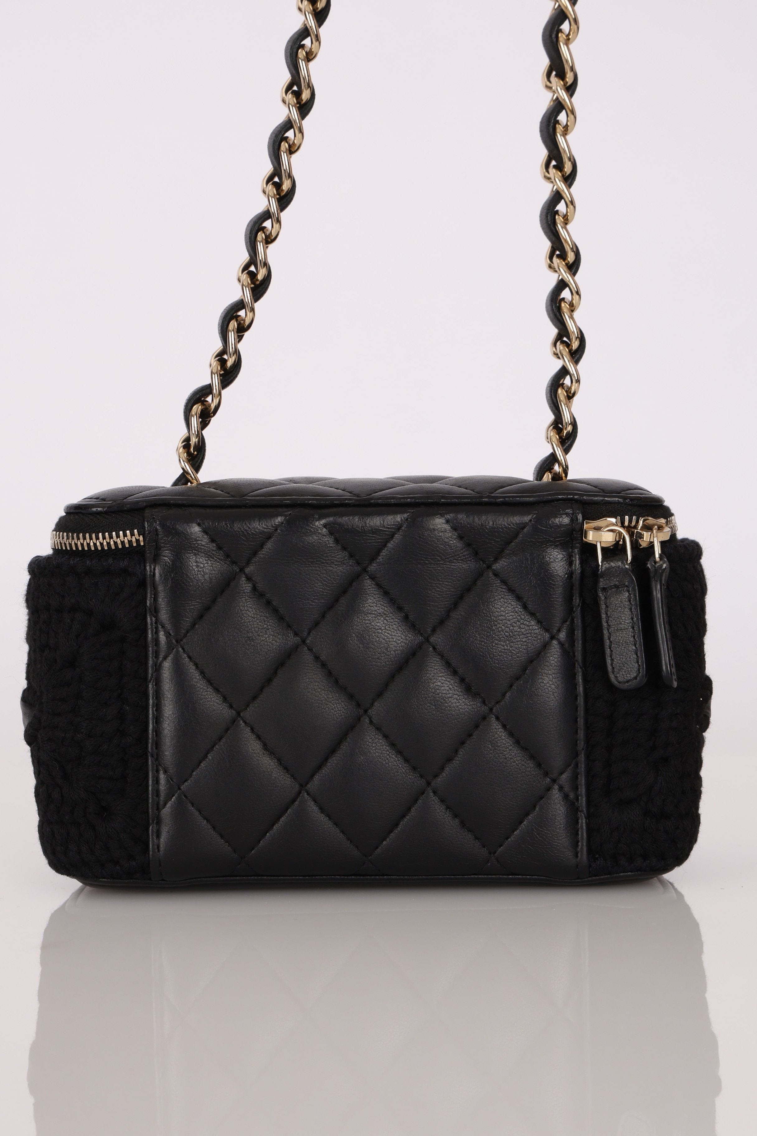 Chanel Vanity Case Black Crochet and Lambskin CGHW