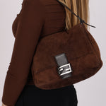 Fendi Brown Suede Mama Baguette Bag