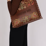 Dior Floral Book Tote Cognac Leather