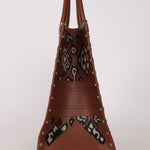 Dior Floral Book Tote Cognac Leather