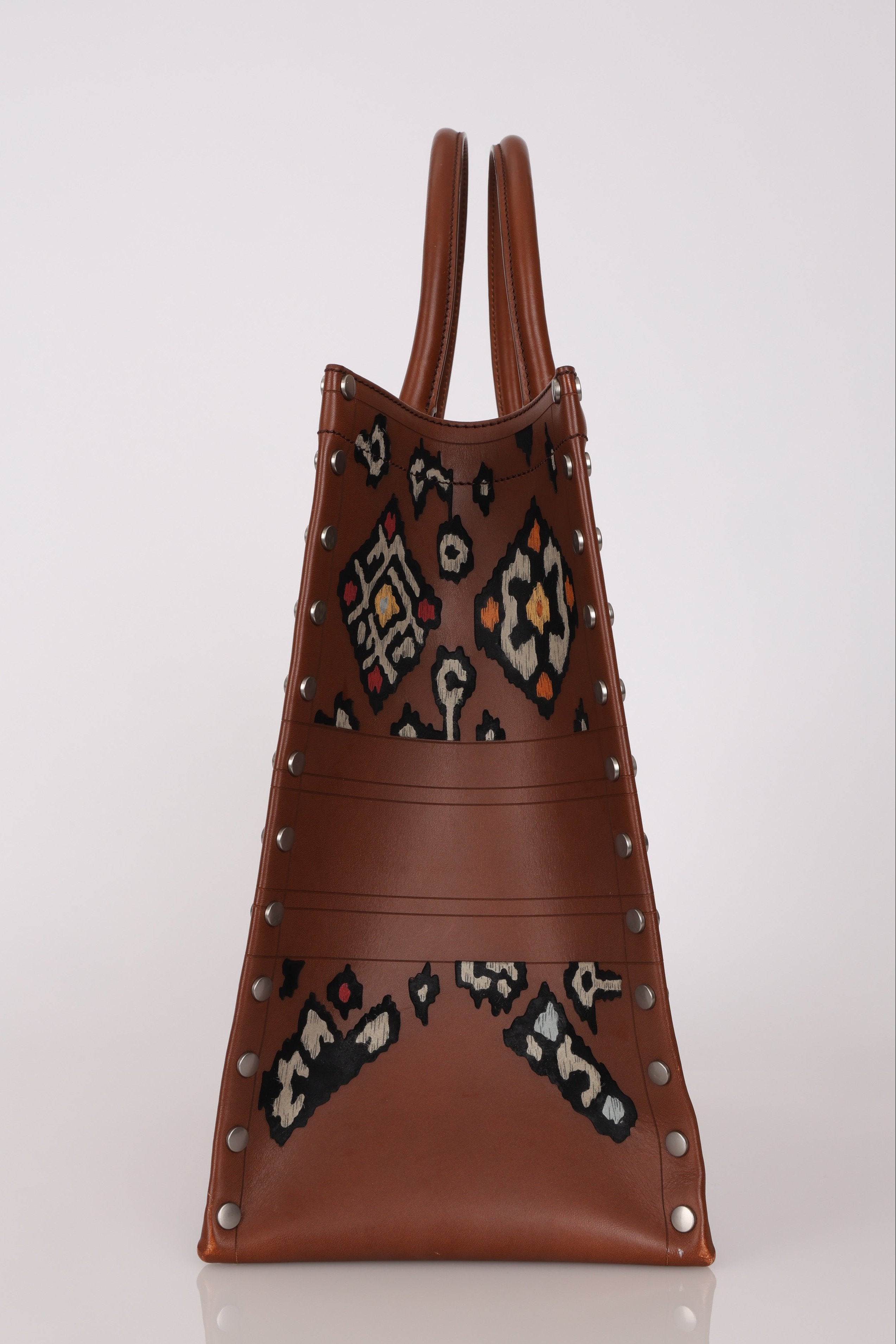Dior Floral Book Tote Cognac Leather