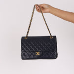 Chanel Medium Classic Double Flap Navy Lambskin 1992 24K GP (DONE)