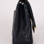 Chanel Medium Classic Double Flap Navy Lambskin 1992 24K GP (DONE)