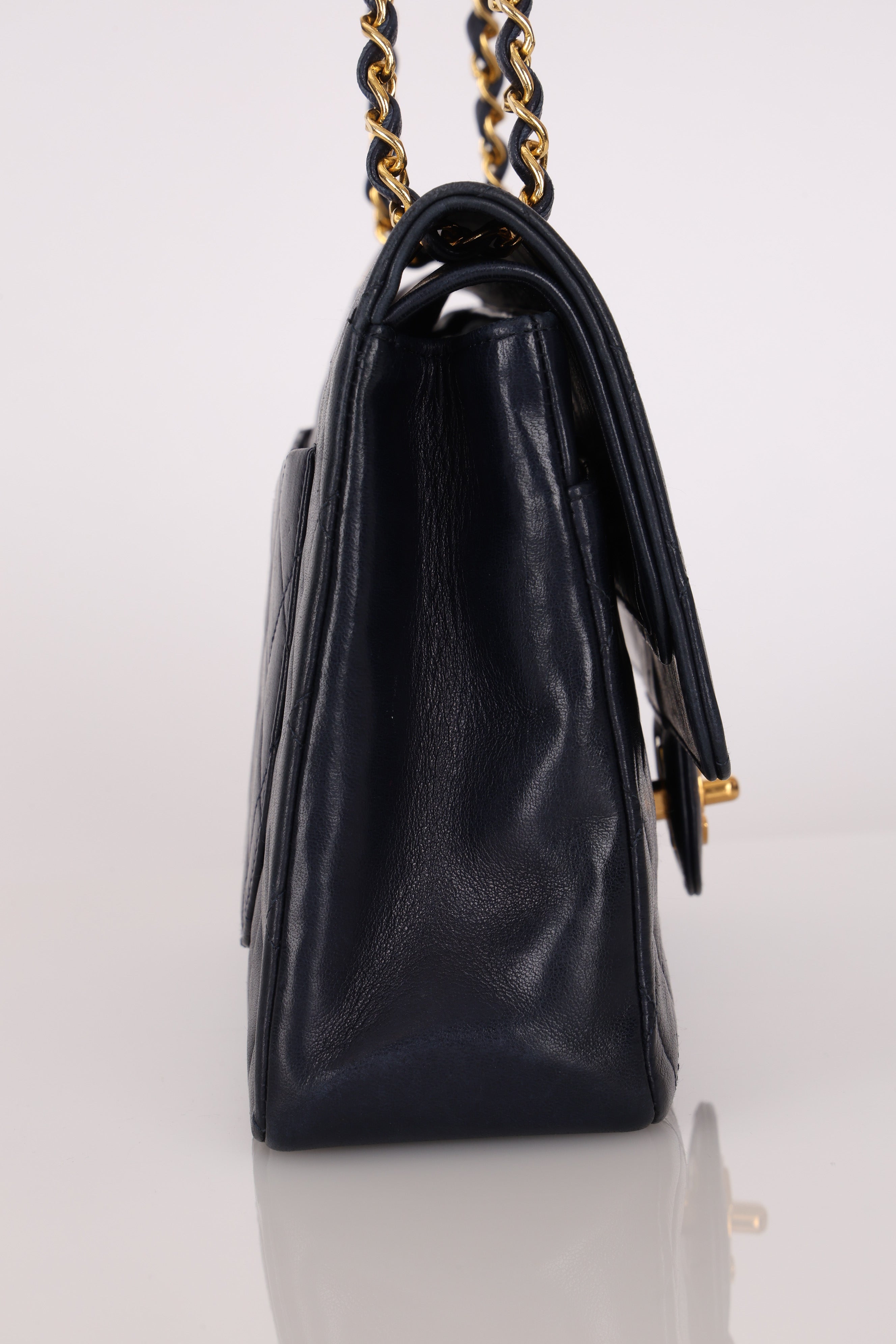 Chanel Medium Classic Double Flap Navy Lambskin 1992 24K GP (DONE)