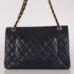 Chanel Medium Classic Double Flap Navy Lambskin 1992 24K GP (DONE)