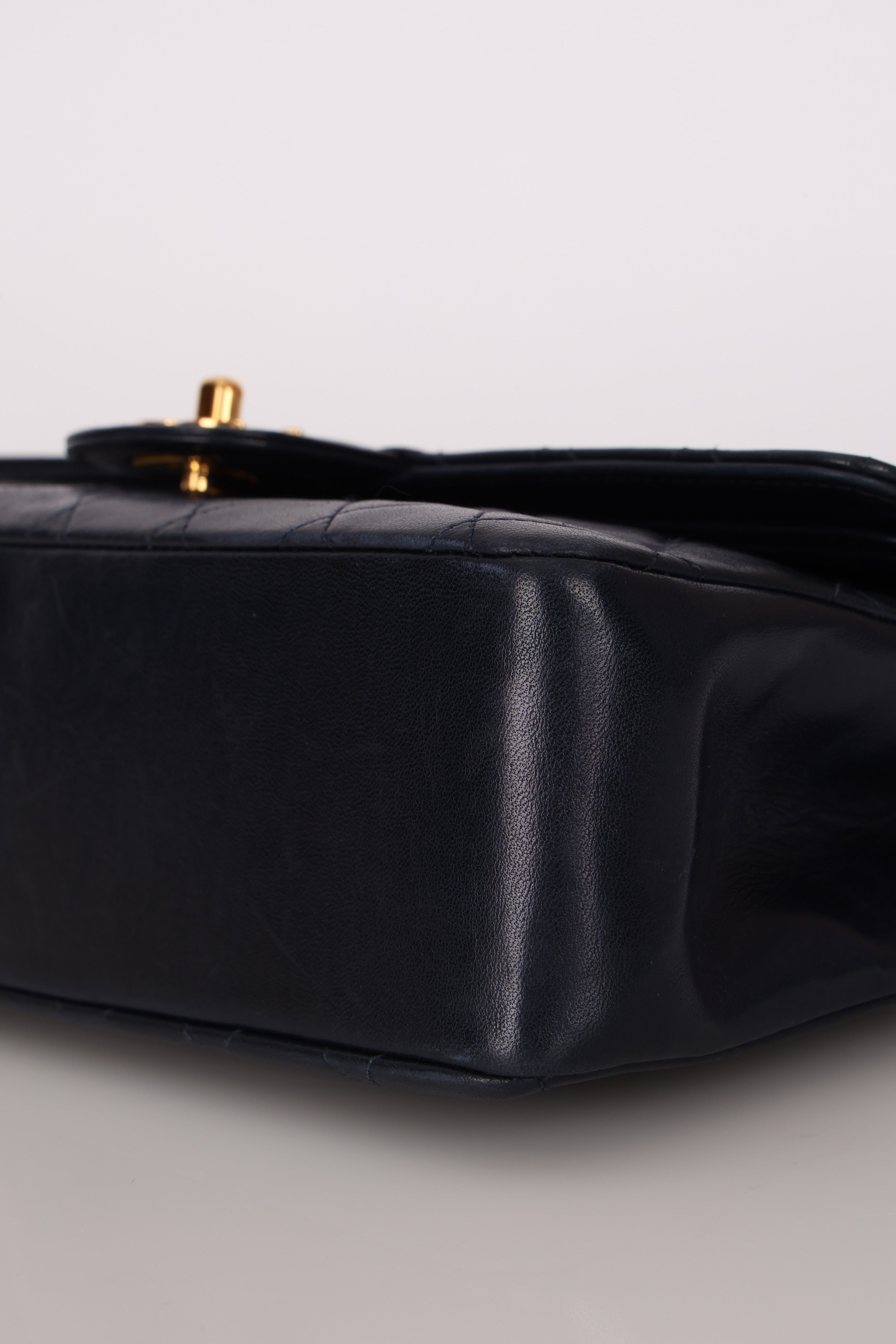 Chanel Medium Classic Double Flap Navy Lambskin 1992 24K GP (DONE)
