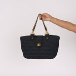 Chanel Raffia Turnlock Tote AGHW