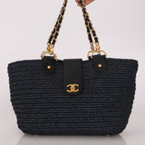 Chanel Raffia Turnlock Tote AGHW