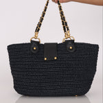 Chanel Raffia Turnlock Tote AGHW