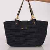Chanel Raffia Turnlock Tote AGHW