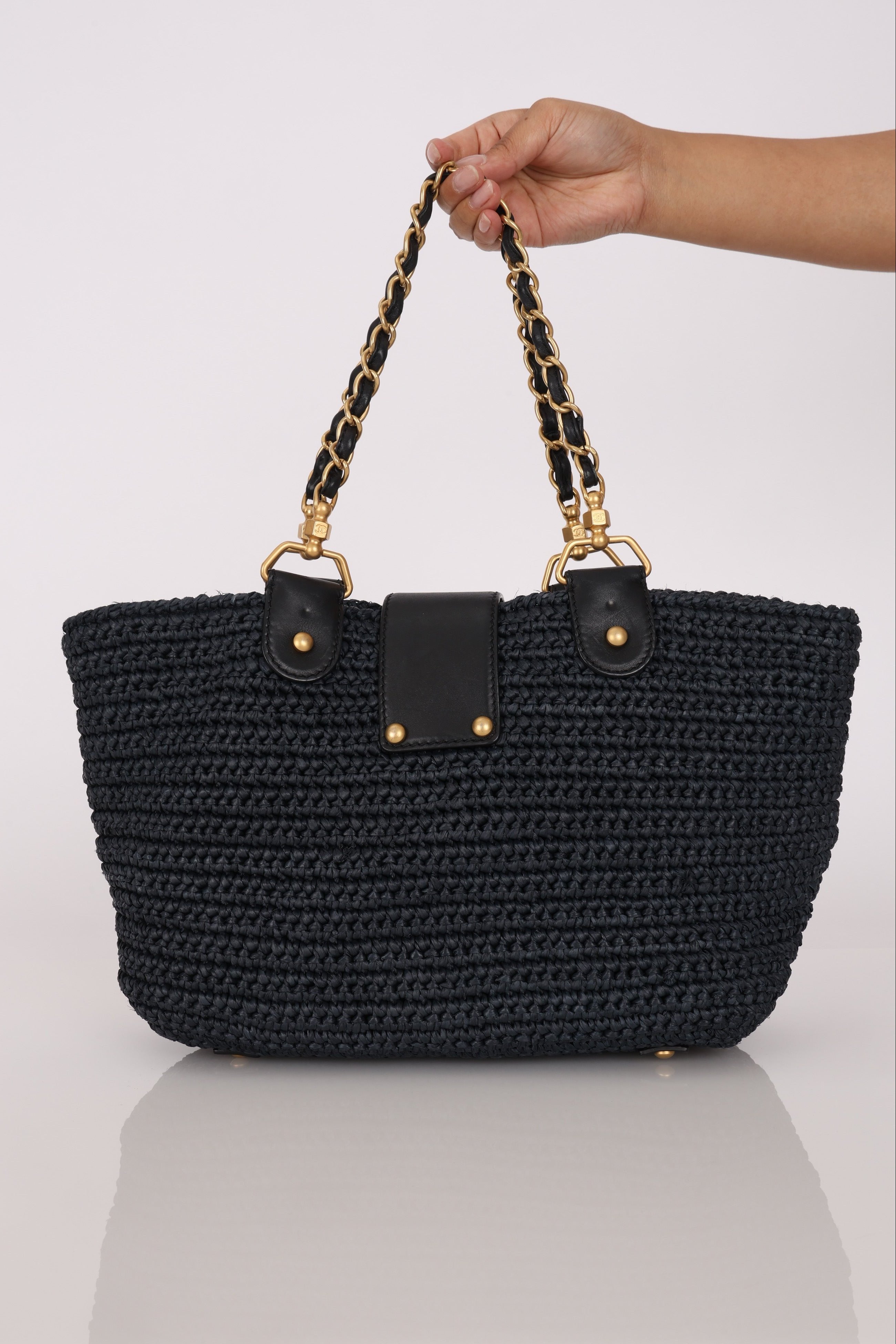 Chanel Raffia Turnlock Tote AGHW