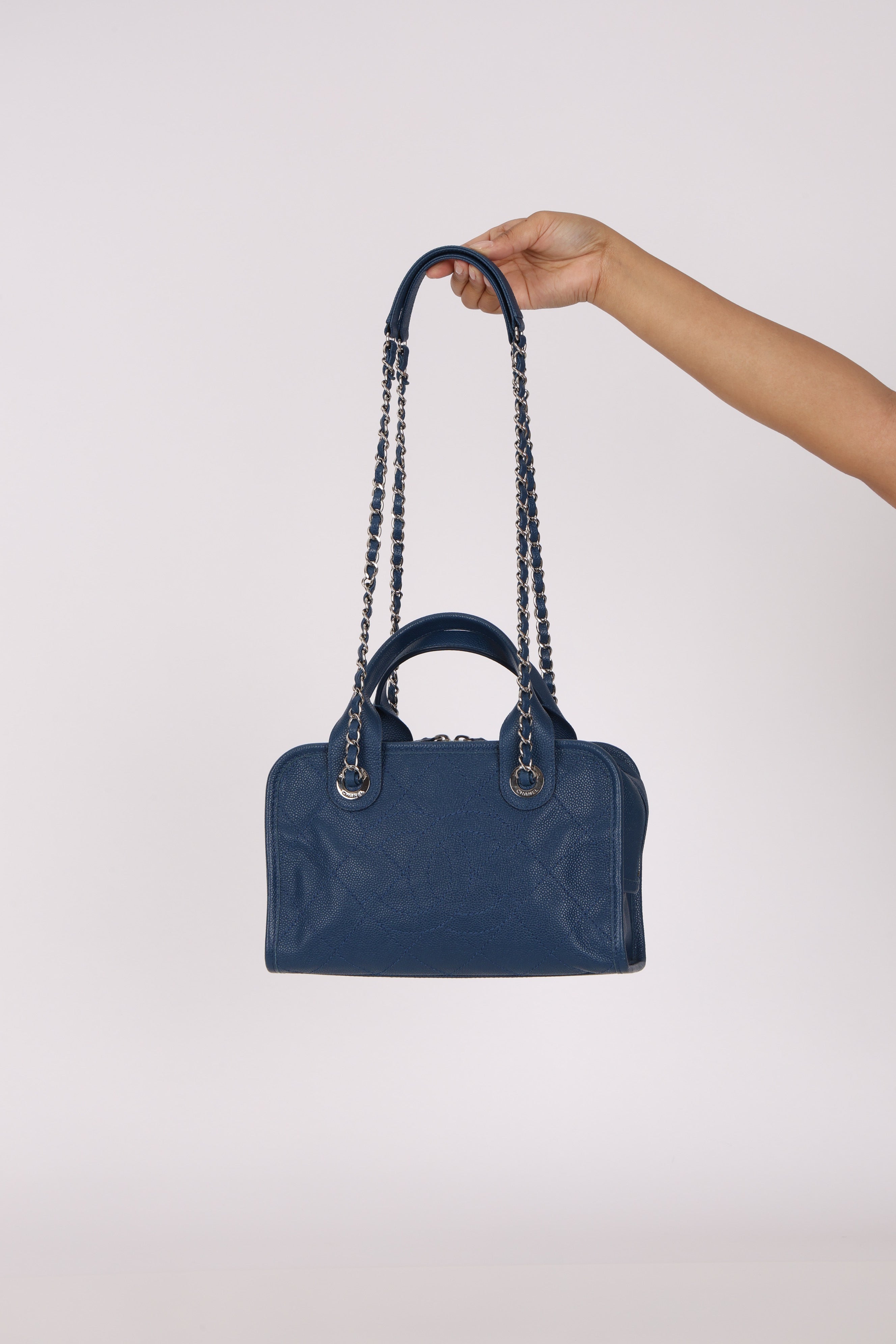 Chanel Deauville Bowling Bag Blue Caviar SHW