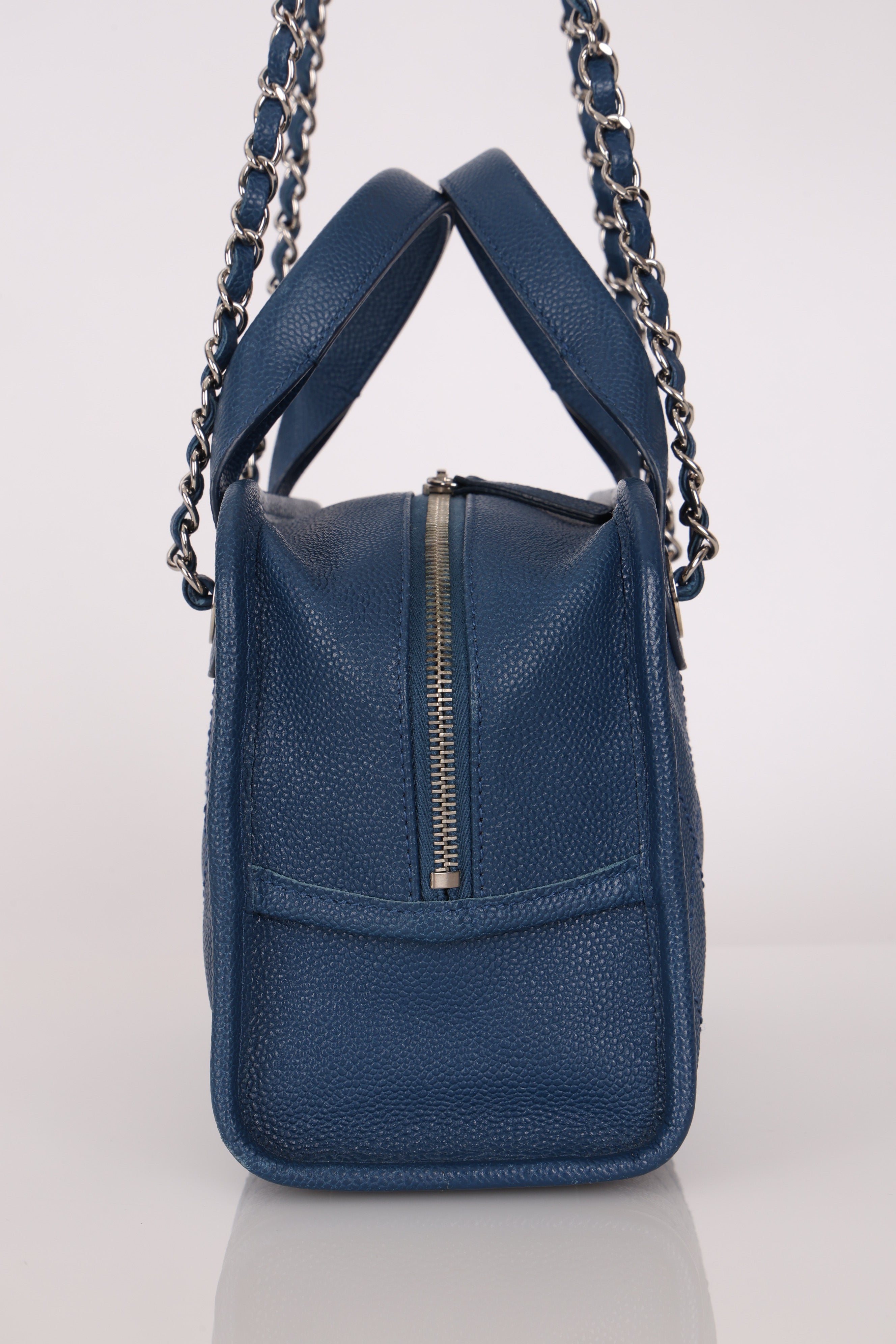Chanel Deauville Bowling Bag Blue Caviar SHW