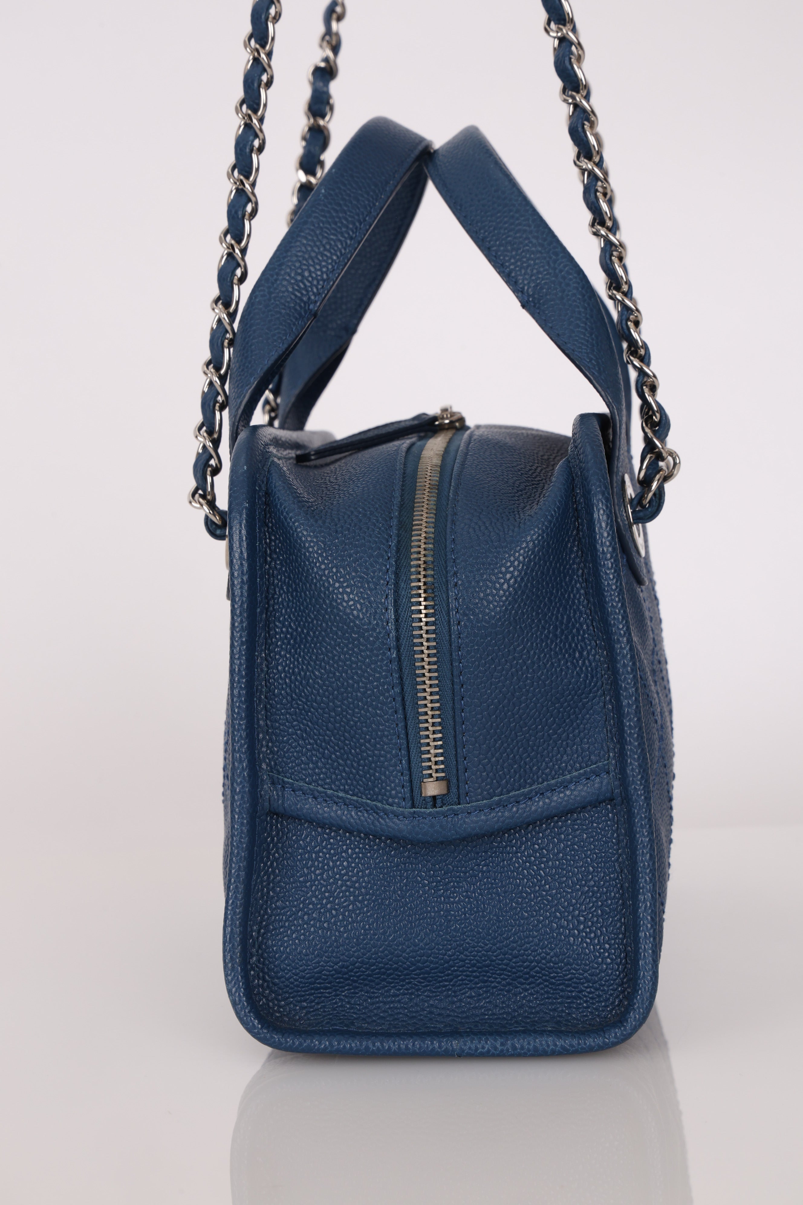 Chanel Deauville Bowling Bag Blue Caviar SHW