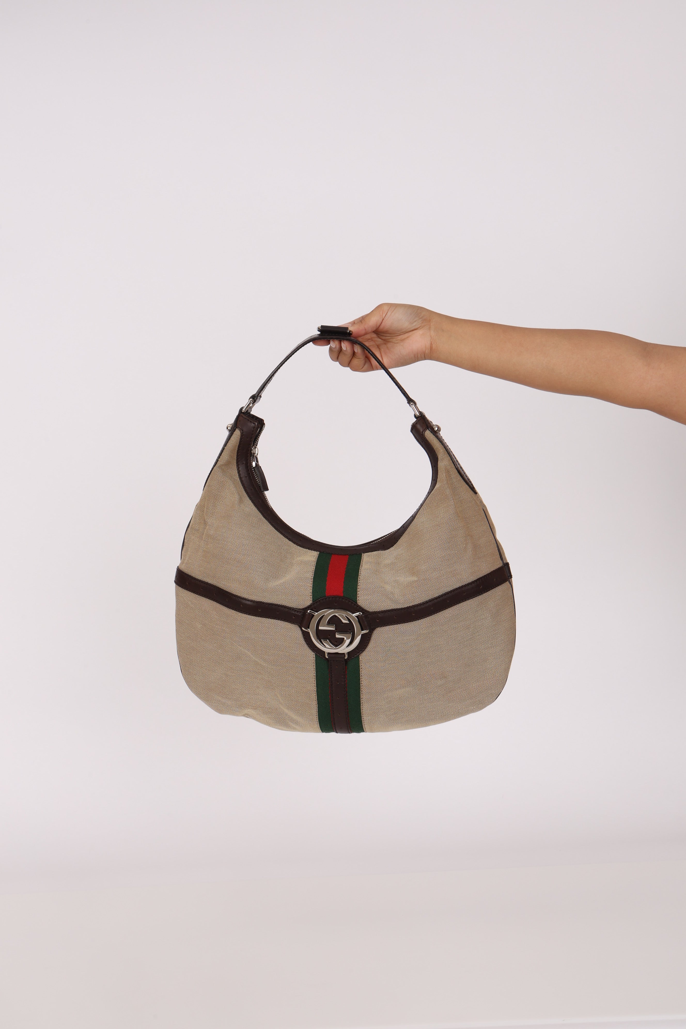 Gucci Interlocking G Reins Canvas Hobo