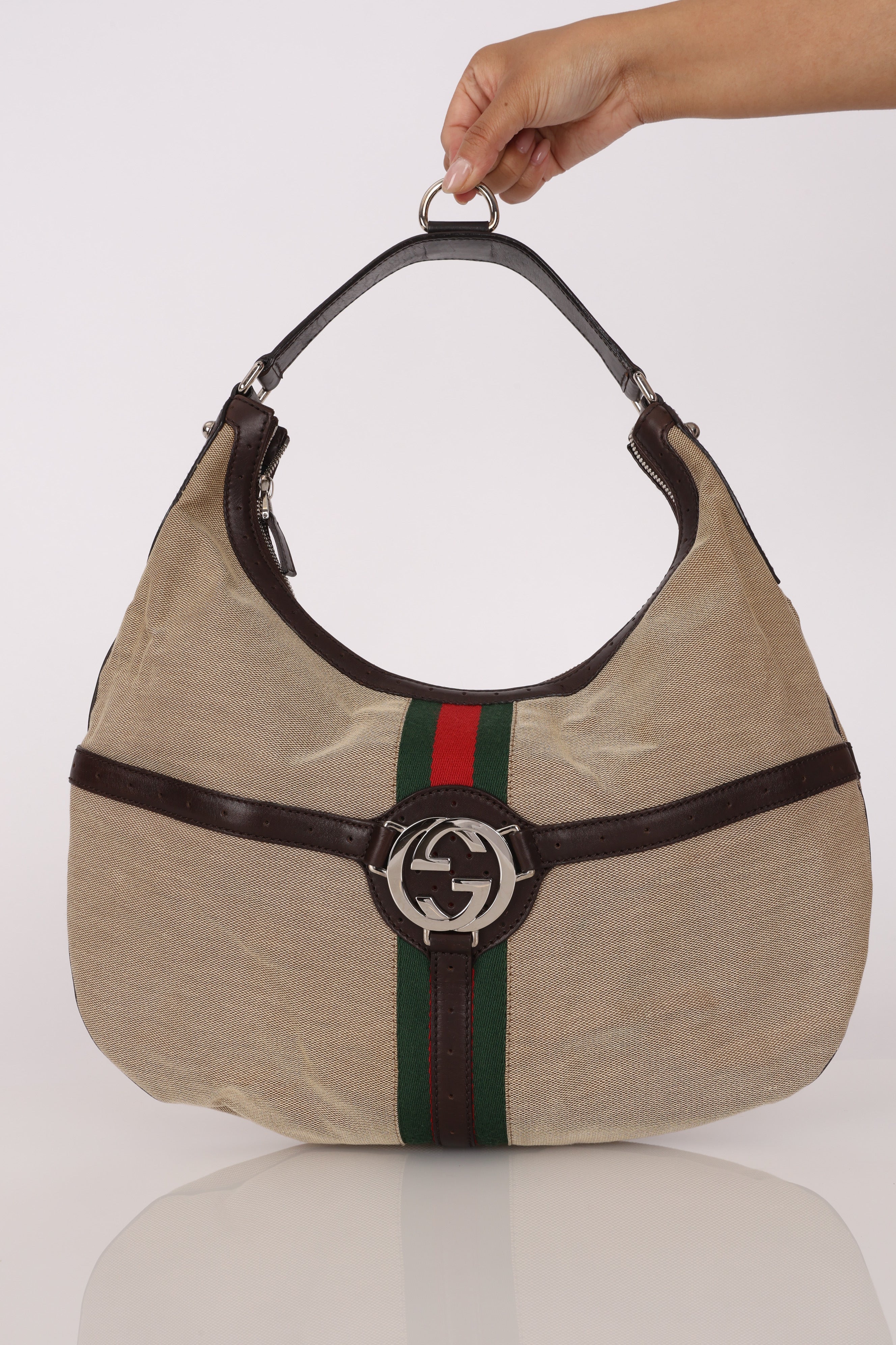 Gucci Interlocking G Reins Canvas Hobo