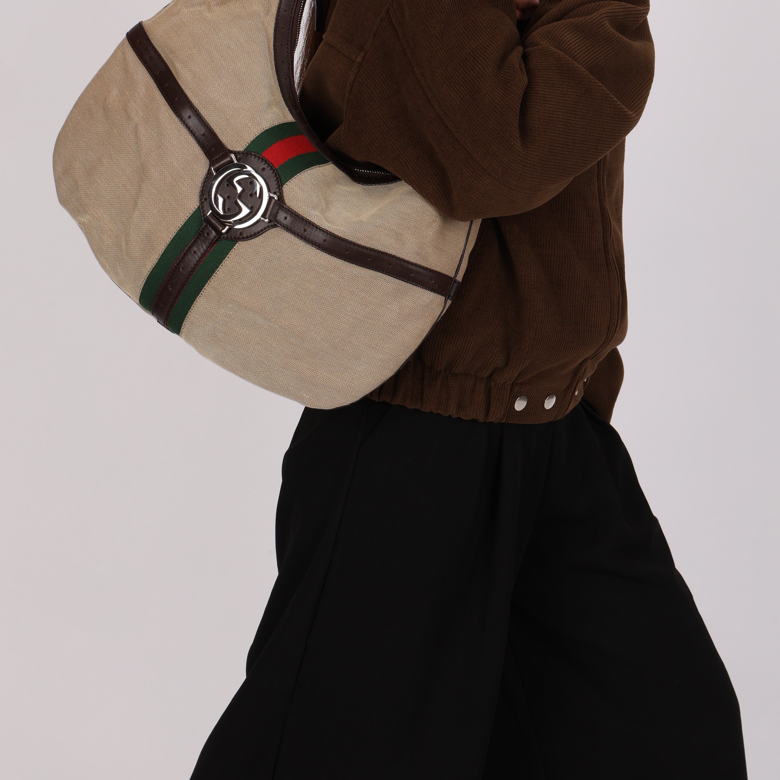 Gucci Interlocking G Reins Canvas Hobo