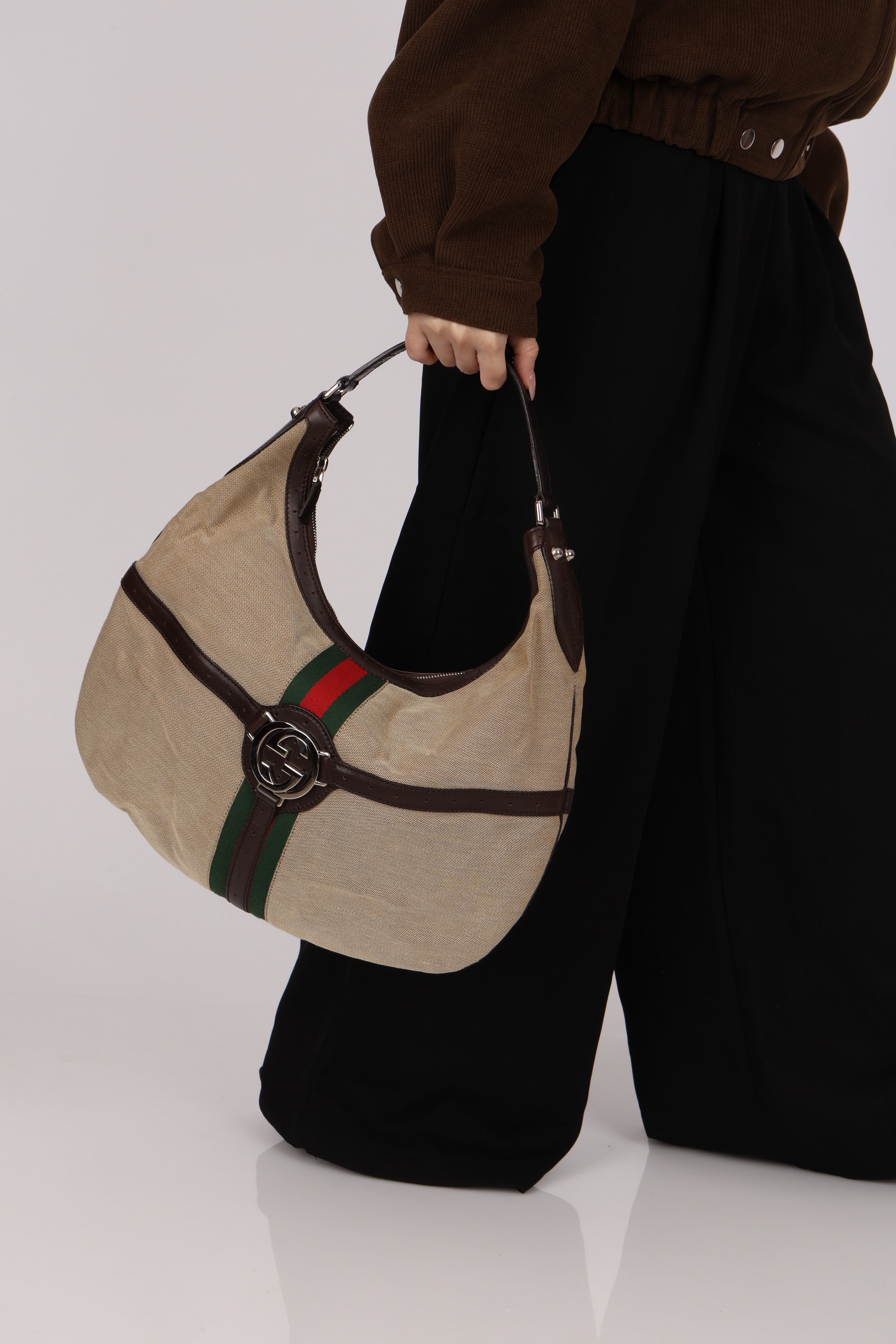 Gucci Interlocking G Reins Canvas Hobo