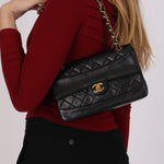 Chanel Small Single Flap w/ Pouch Black Lambskin 24K GP