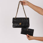 Chanel Small Single Flap w/ Pouch Black Lambskin 24K GP