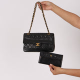 Chanel Small Single Flap w/ Pouch Black Lambskin 24K GP