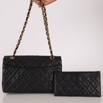 Chanel Small Single Flap w/ Pouch Black Lambskin 24K GP