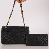 Chanel Small Single Flap w/ Pouch Black Lambskin 24K GP