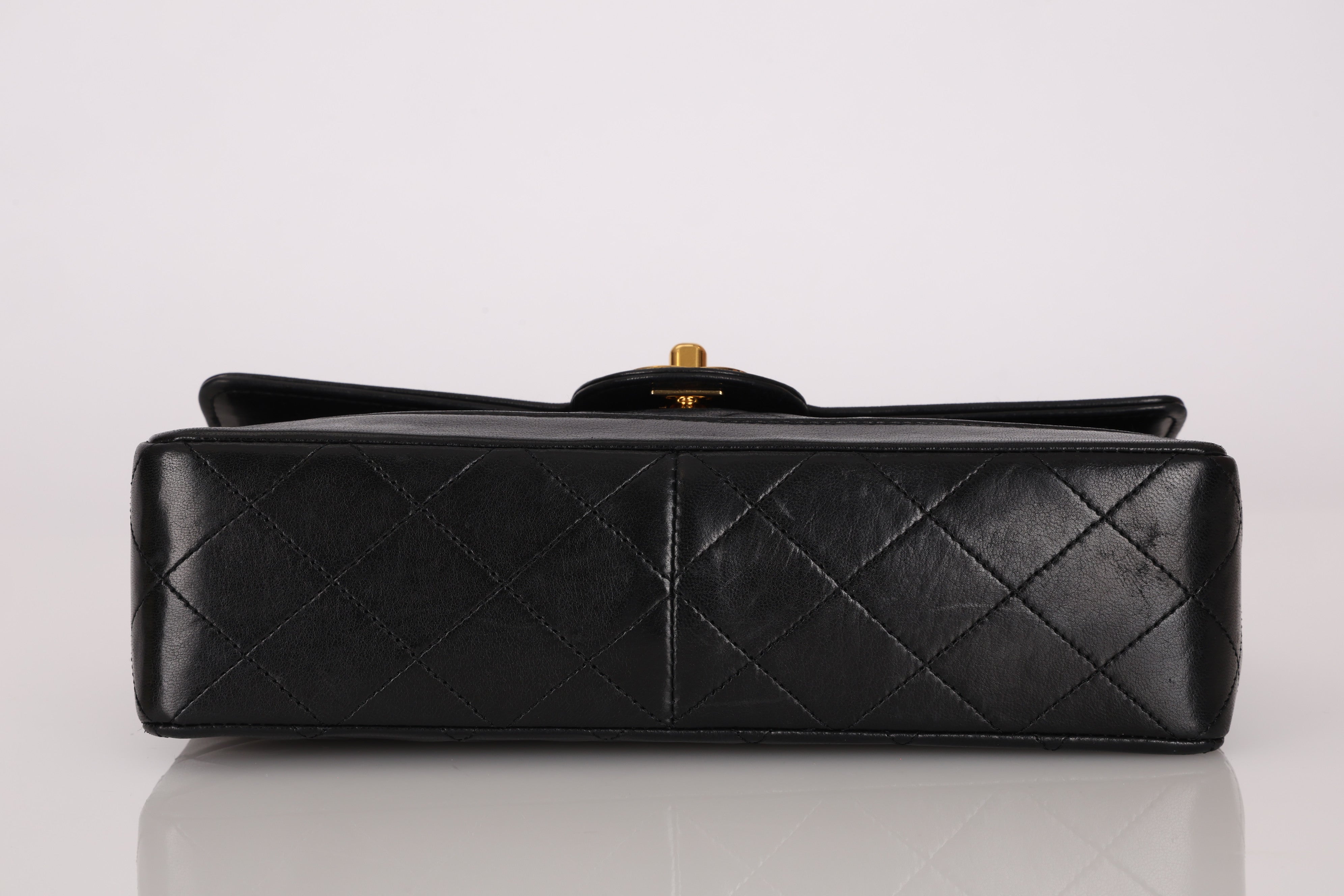 Chanel Small Single Flap w/ Pouch Black Lambskin 24K GP