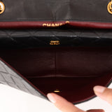 Chanel Small Single Flap w/ Pouch Black Lambskin 24K GP
