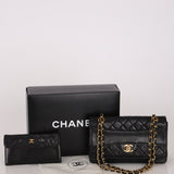 Chanel Small Single Flap w/ Pouch Black Lambskin 24K GP