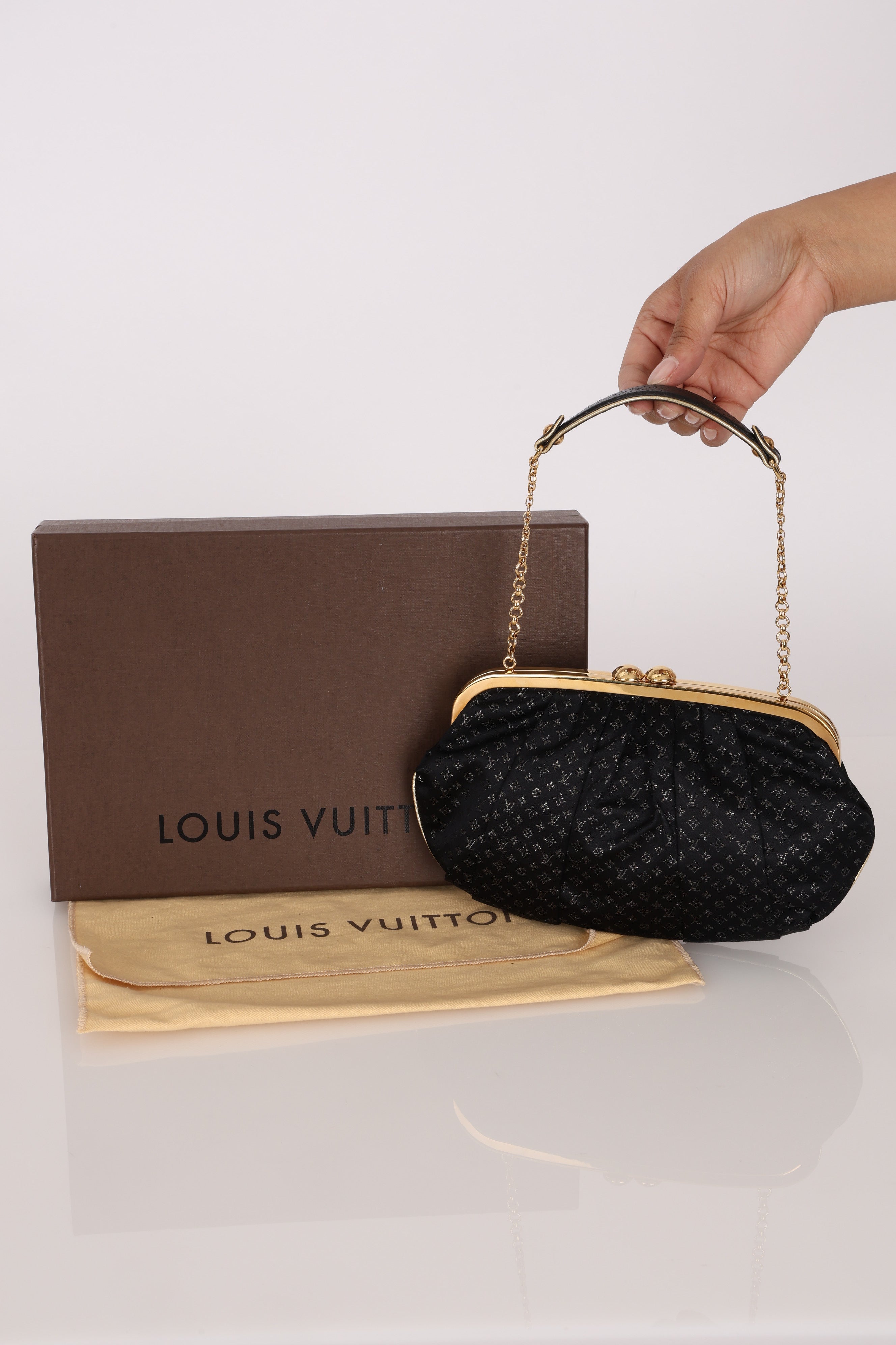 Louis Vuitton Aumoniere Satin Clutch on Chain