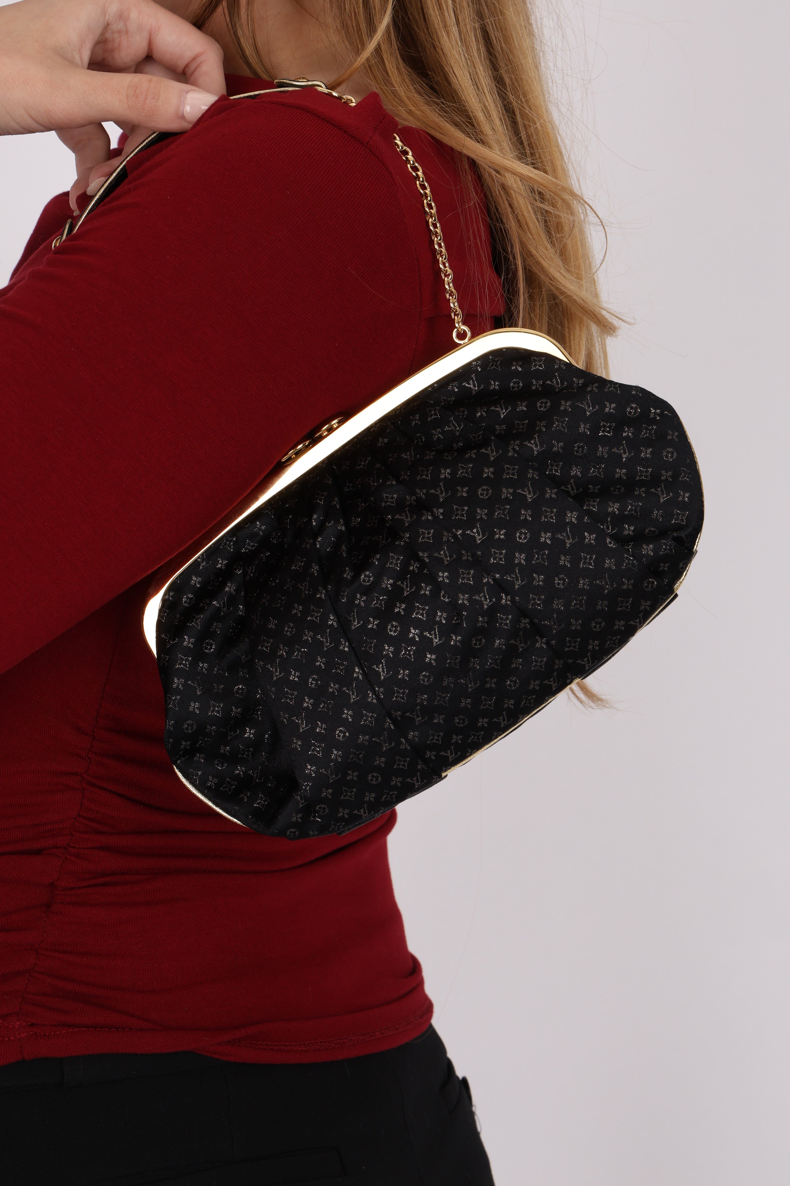 Louis Vuitton Aumoniere Satin Clutch on Chain
