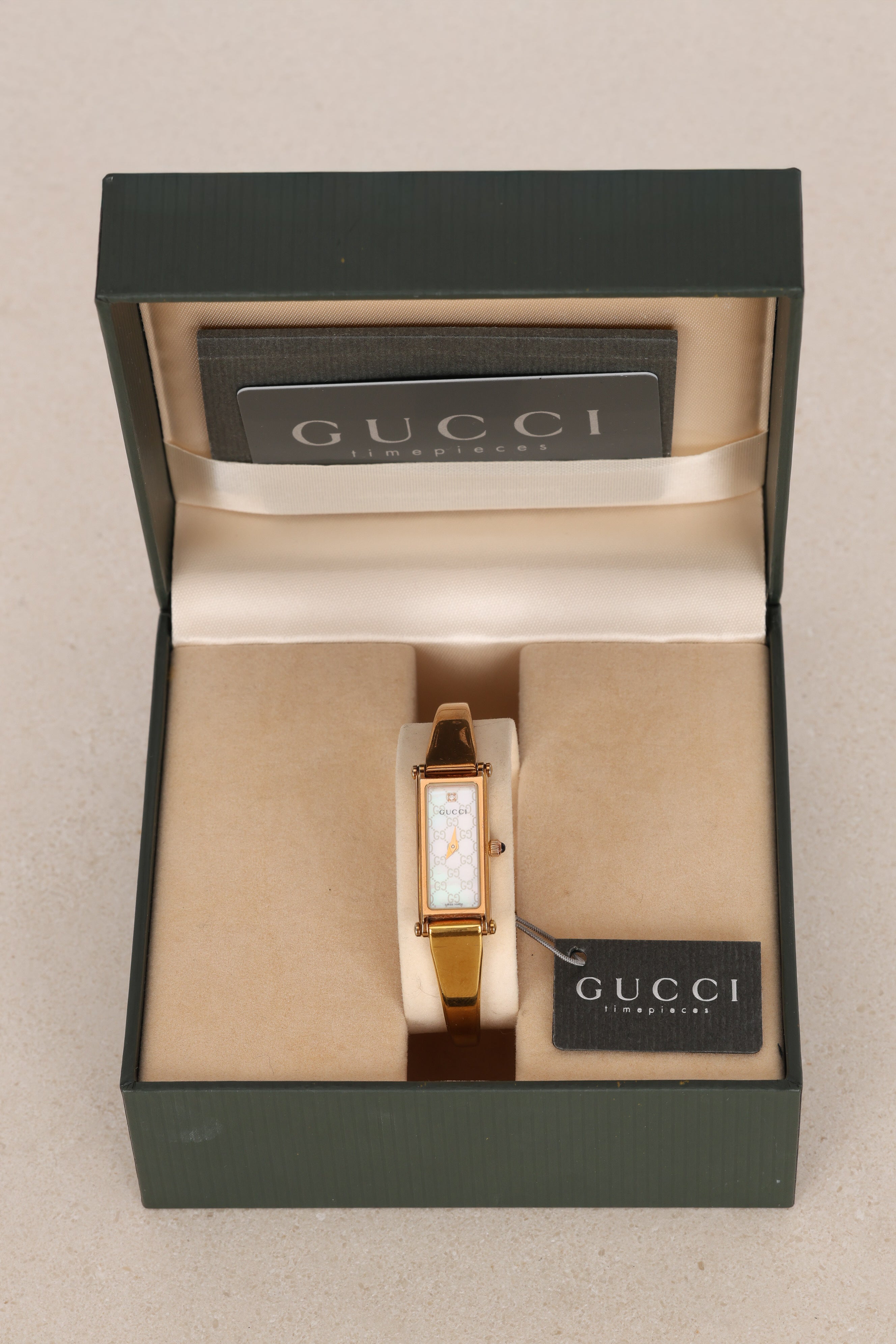 Gucci Monogram Shell Pearl Gold Watch