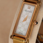 Gucci Monogram Shell Pearl Gold Watch