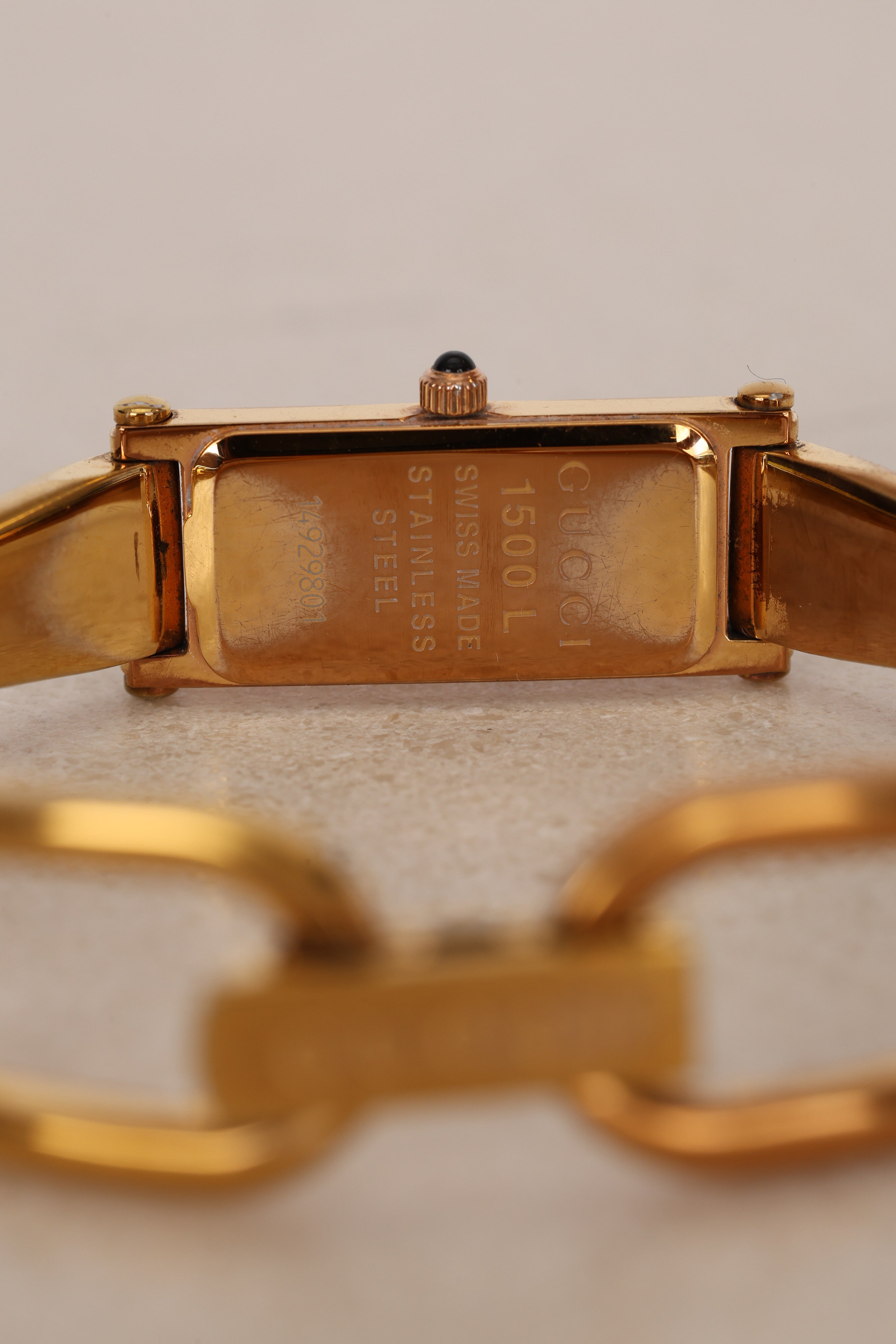 Gucci Monogram Shell Pearl Gold Watch