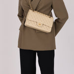 Chanel Medium Classic Double Flap Ivory Caviar BGHW
